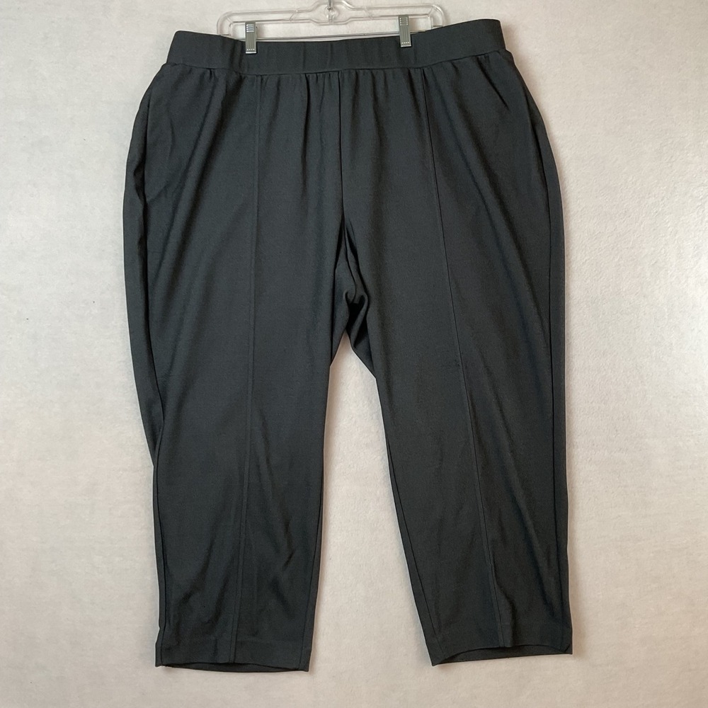 Catherines Crepe Knit Gray Straight Leg Pants Petite Plus 26/28WP